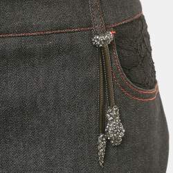 Pre Owned Class by Roberto Cavalli Grey Denim Serpente Detail Jeans L/Waist 33"