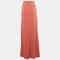 Pre Owned Class by Roberto Cavalli Brick Red Jersey Ruched Zipper Detail Midi Skirt L