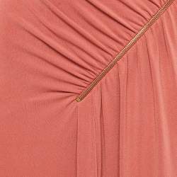 Pre Owned Class by Roberto Cavalli Brick Red Jersey Ruched Zipper Detail Midi Skirt L