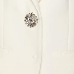 Pre Owned Class by Roberto Cavalli Cream Stretch Crepe Single Breasted Blazer M
