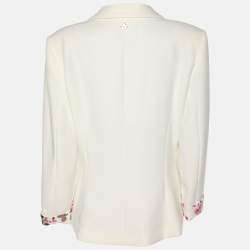 Pre Owned Class by Roberto Cavalli Cream Stretch Crepe Single Breasted Blazer M