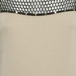 Pre Owned Class by Roberto Cavalli Beige Mesh Detail Jersey Midi Dress M
