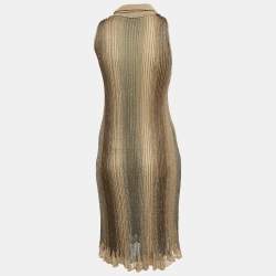 Pre Owned Class by Roberto Cavalli Brown Embellished Lurex Knit Midi Dress M