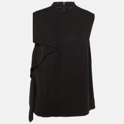 Pre Owned Class by Roberto Cavalli Black Crepe Draped Sleeveless Top L