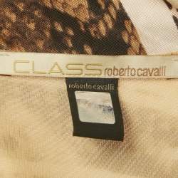 Pre Owned Class by Roberto Cavalli Brown Snakeskin Print Jersey Pleated Maxi Dress S