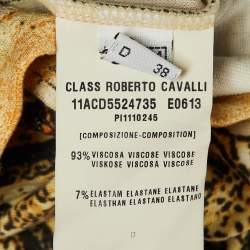 Pre Owned Class by Roberto Cavalli Beige/Pink Printed Knee Length Dress M