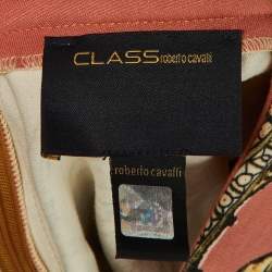 Pre Owned Class by Roberto Cavalli Beige/Pink Printed Knee Length Dress M