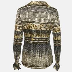 Pre Owned ```json
{"name_ar": "قميص كلاس باي ر وبيرتو كافالي ساتان مطبوع بني مقاس متوسط"}
```