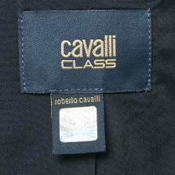 Pre Owned Class by Roberto Cavalli Navy Blue Cotton Lace Detail Jacket S