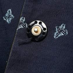 Pre Owned Class by Roberto Cavalli Navy Blue Cotton Lace Detail Jacket S