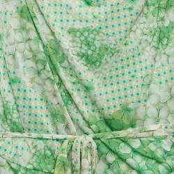 Pre Owned فستان قصير بياقة مهدبة جيرسي أخضر من كلاس باي روبيرتو كافالي حجم كبير