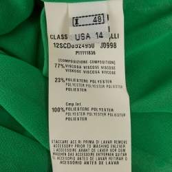 Pre Owned فستان قصير بياقة مهدبة جيرسي أخضر من كلاس باي روبيرتو كافالي حجم كبير