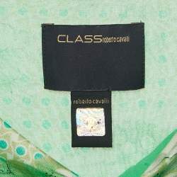 Pre Owned فستان قصير بياقة مهدبة جيرسي أخضر من كلاس باي روبيرتو كافالي حجم كبير