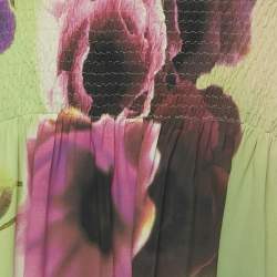 Pre Owned فساتين ميني بنقشة زهور خضراء من كلاس باي روبيرتو كافالي مقاس كبير