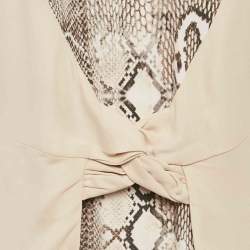 Pre Owned Class by Roberto Cavalli Beige Snake Skin Print Crepe Layered Maxi Dress L