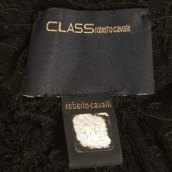 مملوكة مسبقًا فستان كلاس باي روبرتو كافالي دانتيل شفاف أسود/بيج بدون أكتاف مقاس متوسط