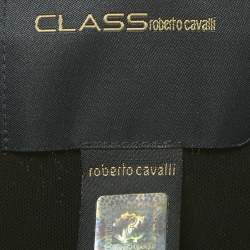 مملوكة مسبقًا فستان كلاس باي روبرتو كافالي ماكسي بكتف واحدة بنقشة الثعبان الأسود جيرسي مقاس كبير (لارج)