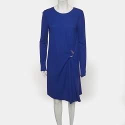 Pre Owned Class by Roberto Cavalli Blue Crepe Snake Metal Detail Midi Dress M