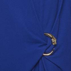 Pre Owned Class by Roberto Cavalli Blue Crepe Snake Metal Detail Midi Dress M