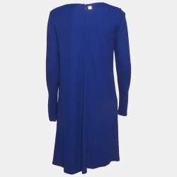 Pre Owned Class by Roberto Cavalli Blue Crepe Snake Metal Detail Midi Dress M