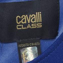 Pre Owned Class by Roberto Cavalli Blue Crepe Snake Metal Detail Midi Dress M
