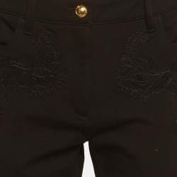 Pre Owned بنطلون كافالي كلاس تفاصيل دانتيل بحياكة سوداء قصّة بوتكوت مقاس صغير