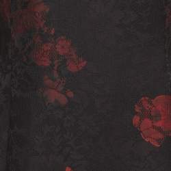 Pre Owned Cavalli Class Black/Red Printed Lace Scoop Neck Mini Dress M