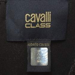 Pre Owned Cavalli Class Black/Red Printed Lace Scoop Neck Mini Dress M