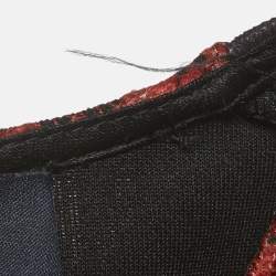 Pre Owned Cavalli Class Black/Red Printed Lace Scoop Neck Mini Dress M