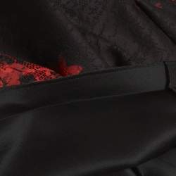 Pre Owned Cavalli Class Black/Red Printed Lace Scoop Neck Mini Dress M