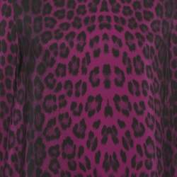 Pre Owned فستان كافالي كلاس مطبوع بنفسجي كريب مطاطي مقاس وسط (ميديم)