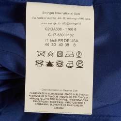 Pre Owned Cavalli Class Blue Stretch Knit Faux Belt Blazer M