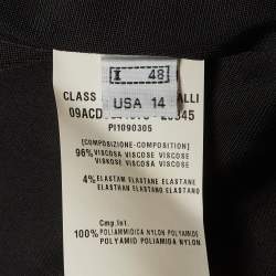 Pre Owned فستان كلاسي ميني بطبعة أسود/بيج جيرسيه من روبيرتو كافالي مقاس كبير