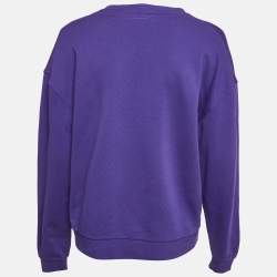 Pre Owned Class by Roberto Cavalli Purple Logo Studded Cotton Sweatshirt L