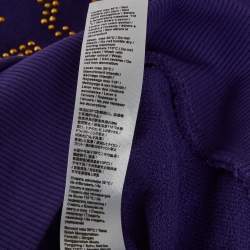 Pre Owned Class by Roberto Cavalli Purple Logo Studded Cotton Sweatshirt L