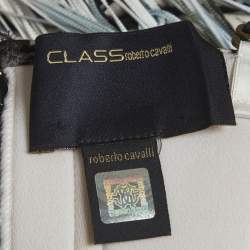 Pre Owned Class by Roberto Cavalli Monochrome Printed Jersey Fringed Maxi Dress M