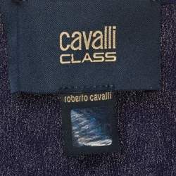 Pre Owned Class by Roberto Cavalli Navy Blue  Patterned Crepe Top M