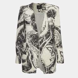 Pre Owned Class by Roberto Cavalli White/Black Lace Regular Fit Blazer M