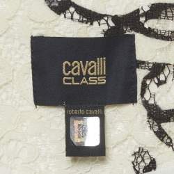 Pre Owned Class by Roberto Cavalli White/Black Lace Regular Fit Blazer M