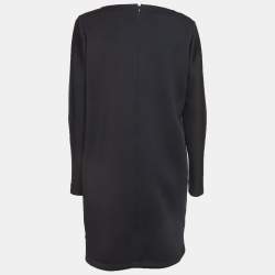 Pre Owned Cavalli Class Black Printed Neoprene Shift Dress M