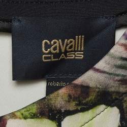 Pre Owned Cavalli Class Black Printed Neoprene Shift Dress M