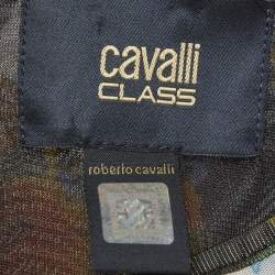 مملوكة مسبقًا فستان طويل كافالي كلاس بطبعة صدفية سوداء جيرسي مقاس وسط (ميديوم)