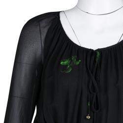 Class by Roberto Cavalli Black Leopard Figure Floral Print Long Sleeve Maxi Dress S