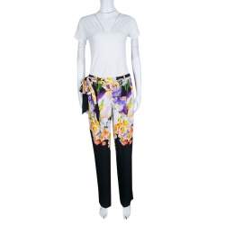 Cavalli Class Multicolor Floral Printed Loose Fit Belted Pants M