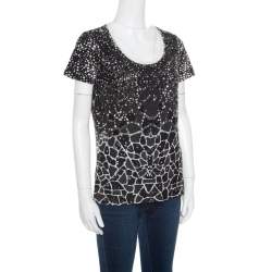 Cavalli Class Monochrome Dotted Sequined T-Shirt S