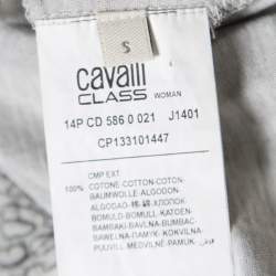 Cavalli Class Monochrome Dotted Sequined T-Shirt S