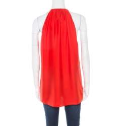 Class by Roberto Cavalli Red Silk Serpentine Detail Halter Top L