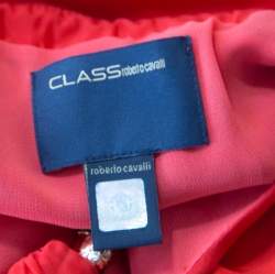 Class by Roberto Cavalli Red Silk Serpentine Detail Halter Top L