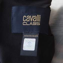 Pre Owned فستان روبرتو كافالي جاكا أسود طباعة متباينة أكمام قصيرة M