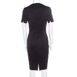 Pre Owned فستان روبرتو كافالي جاكا أسود طباعة متباينة أكمام قصيرة M